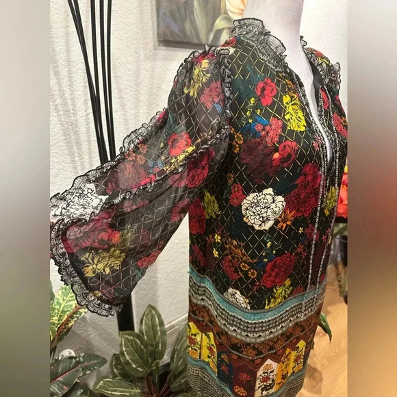 Alice + Olivia beautiful printed mini dress size L - Picture 8 of 15